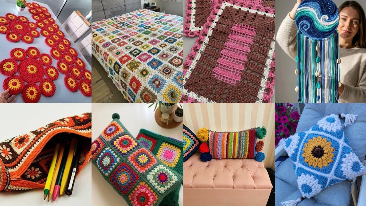 Most beautiful and attractive handmade crochet home decor✨/Table Runners/Pillow case💞