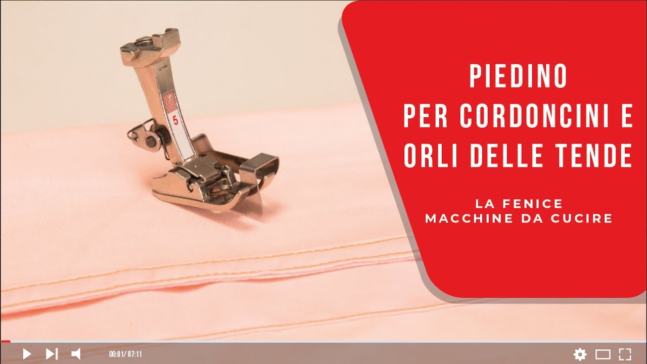 Piedino per cucire cordoncini e orli delle tende