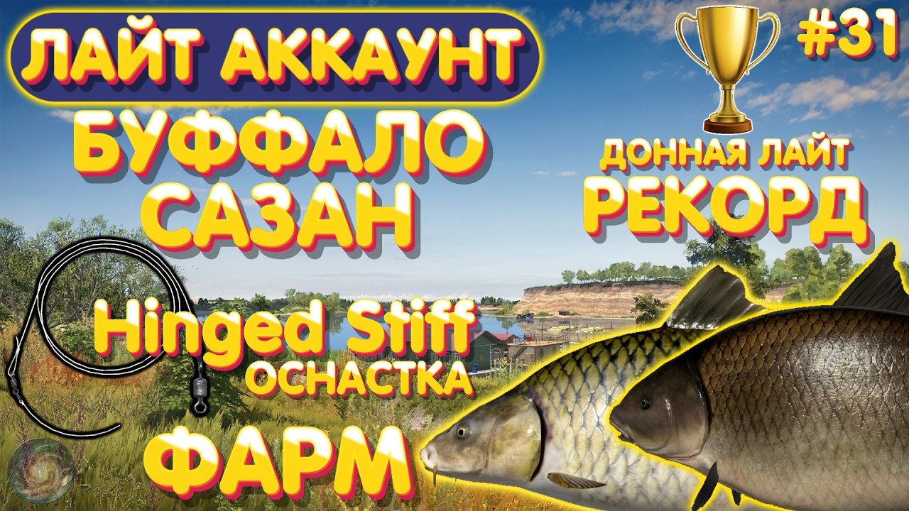 Лайт аккаунт #31 | ФАРМ - Буффало, Сазан | Hinged Stiff | РЕКОРД донная лайт | Русская Рыбалка 4