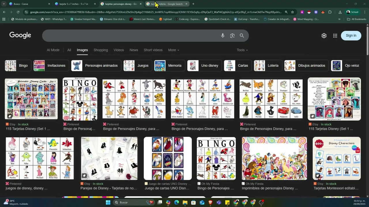 Ejercicio Sec 1 - Crear Loteria en CANVA
