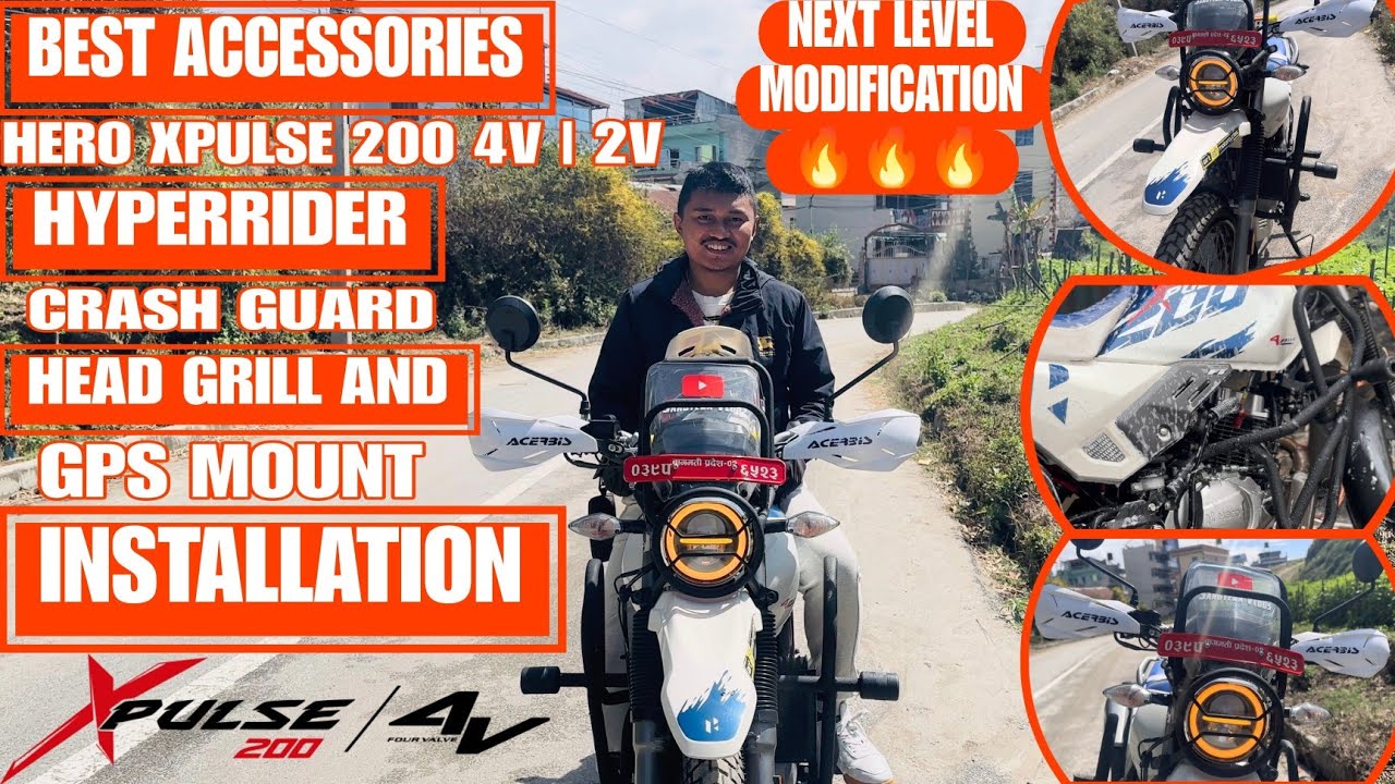 Hero Xpulse 200 4V Crash Guard Installation | Hyper Rider Leg guard | Xpulse Head Grill & GPS Mount