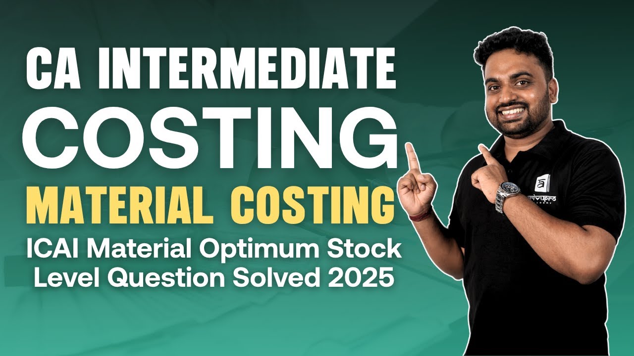 CA Inter Costing Ch 2 Optimum Safety Stock Level | ICAI | Material Cost Question Solved 2025
