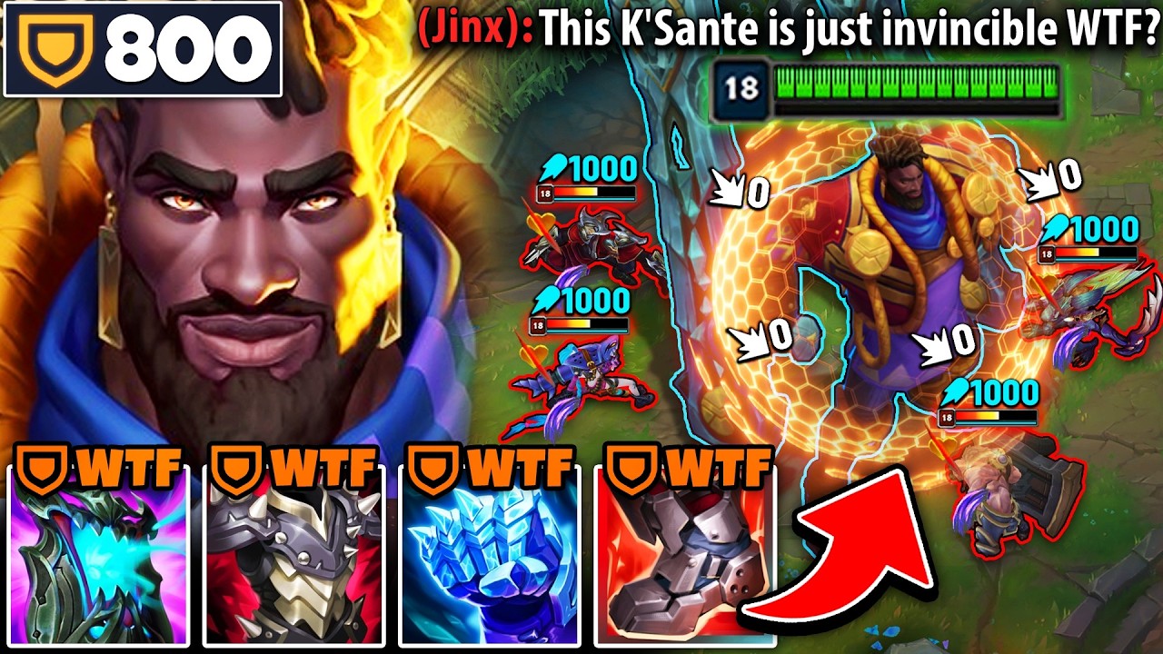 The enemy picked all AD champs, so I stacked over 800 armor on K'Sante (100K+ DAMAGE BLOCKED)