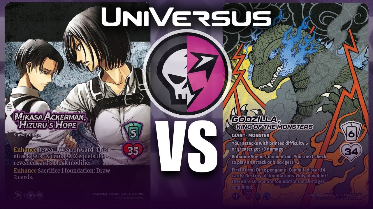 Mikasa Ackerman, Hizuru's Hope (Death) VS DeckCheck! Godzilla (Chaos) Universus Gameplay