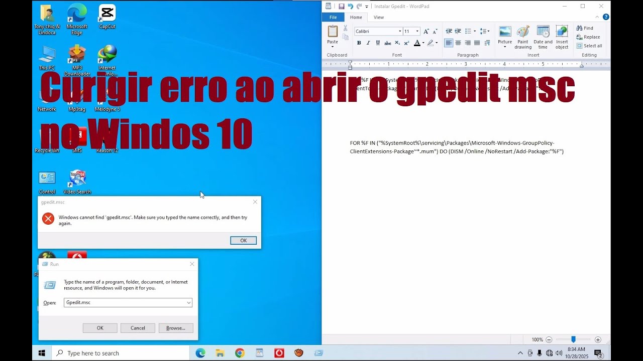 Curigir erro ao abrir o gpedit msc no Windos 10