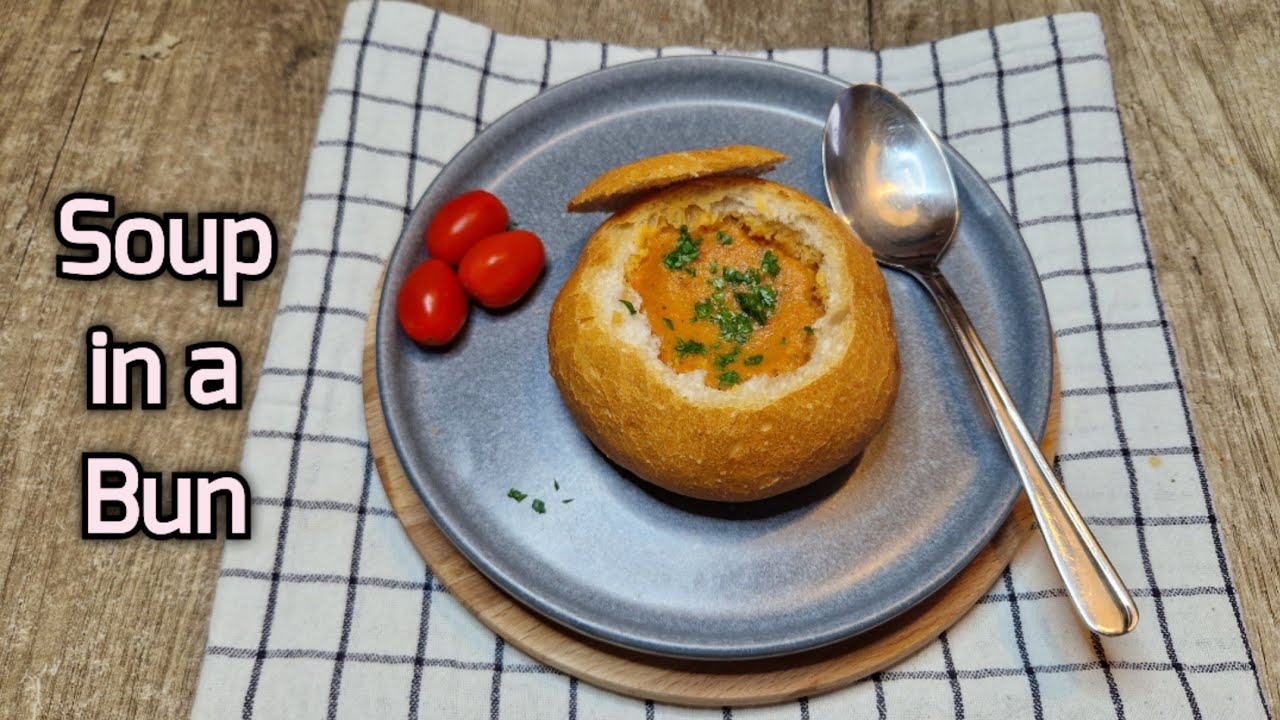 Creamy Tomato Soup in a Bun | Easy & Healthy Soup Recipe