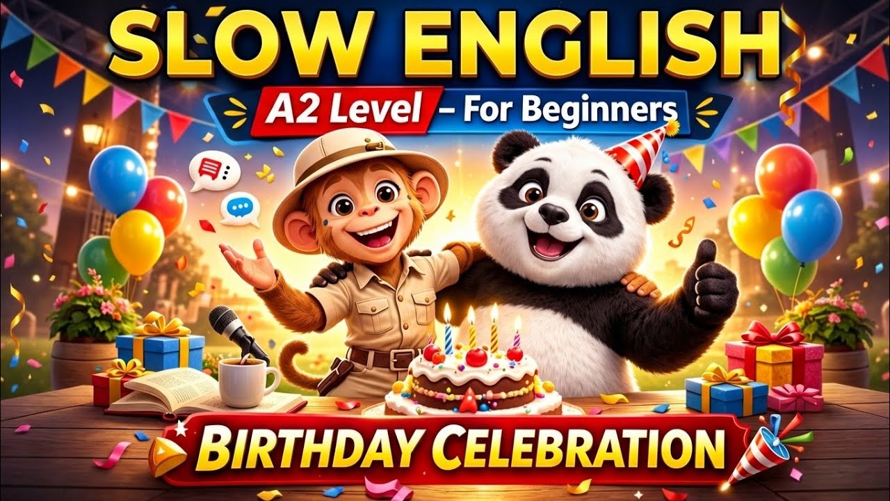 A2 English Listening Practice | Easy & Slow Birthday Celebration Story for Beginners