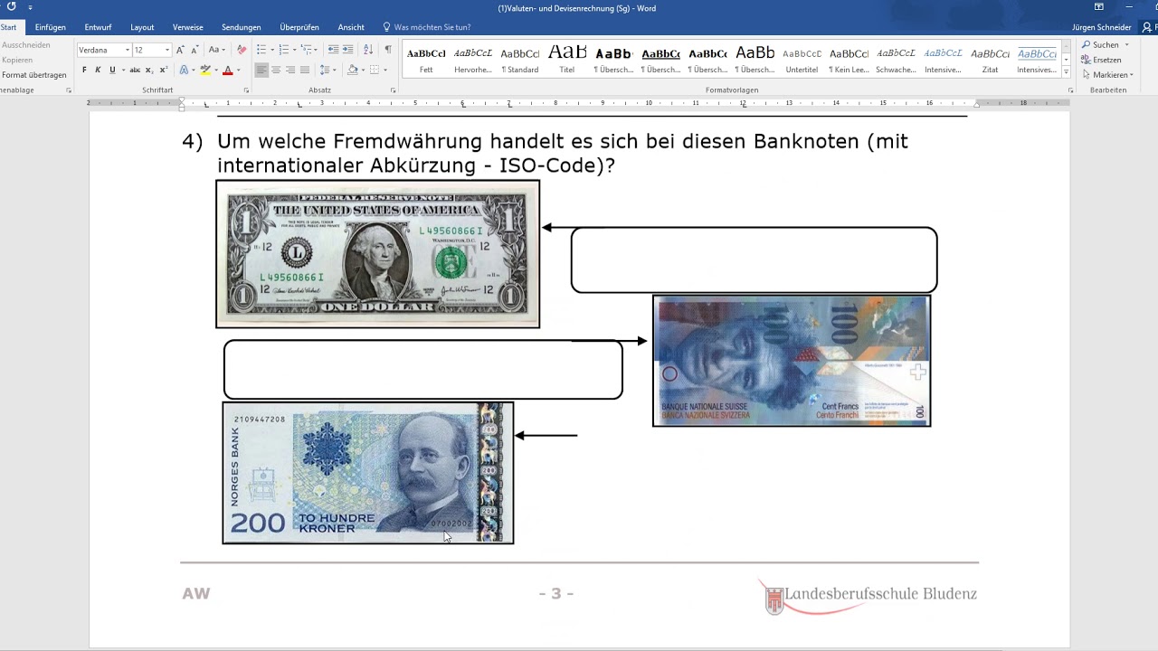 Devisen- und Valutenrechnung