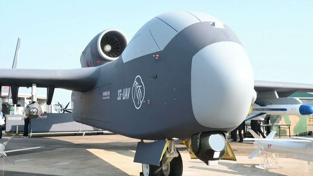 Military jets and drones on display at Zhuhai Airshow in China
