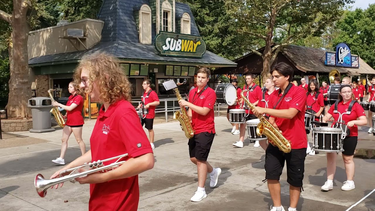 Chardon High School Marching Hilltoppers performing at Cedar Point 2021