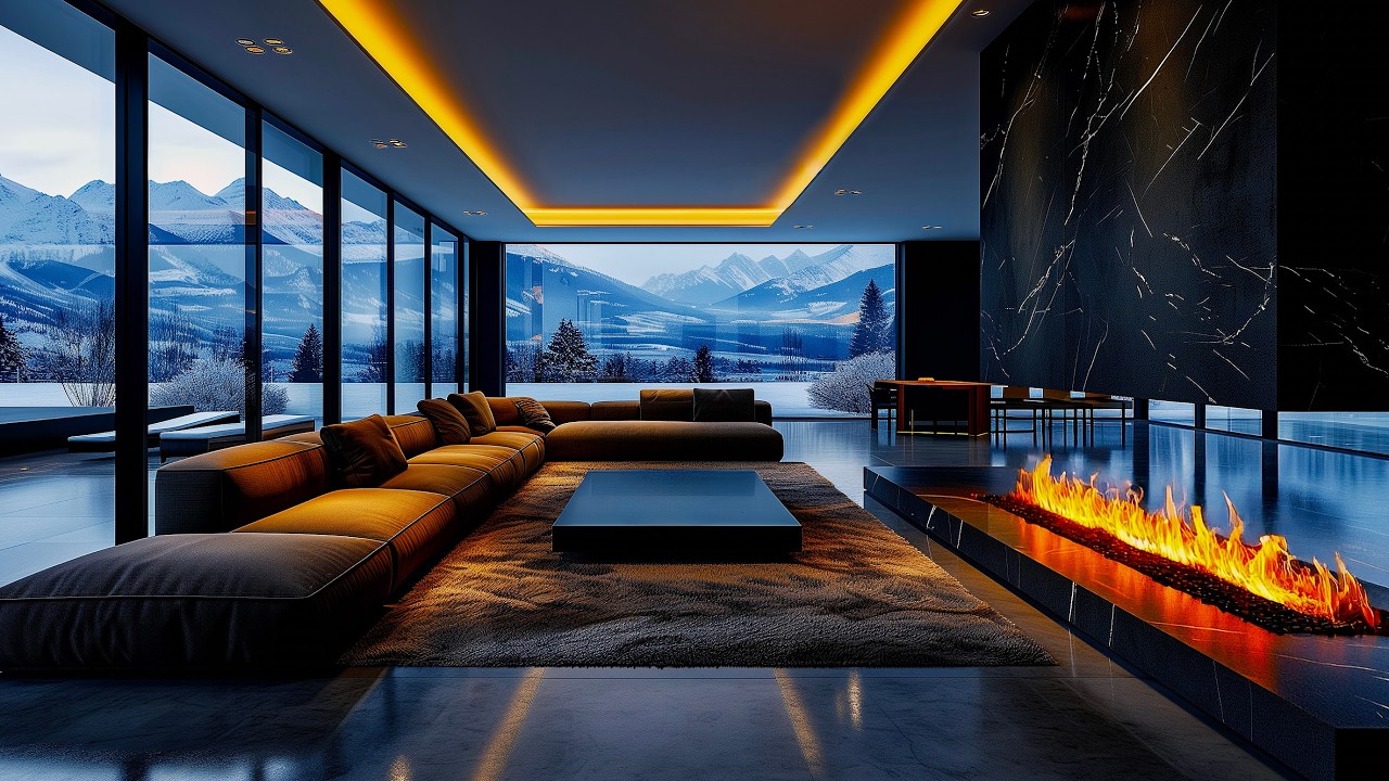 Soft Jazz Lounge with Fireplace | Calm Background Music