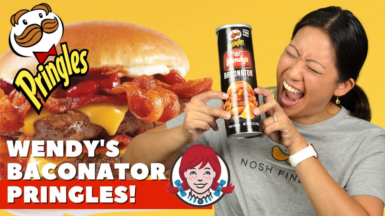American Fast Food Chips Wendy's Baconator Flavor Pringles Snack Review ✦ NoshFinder ✦