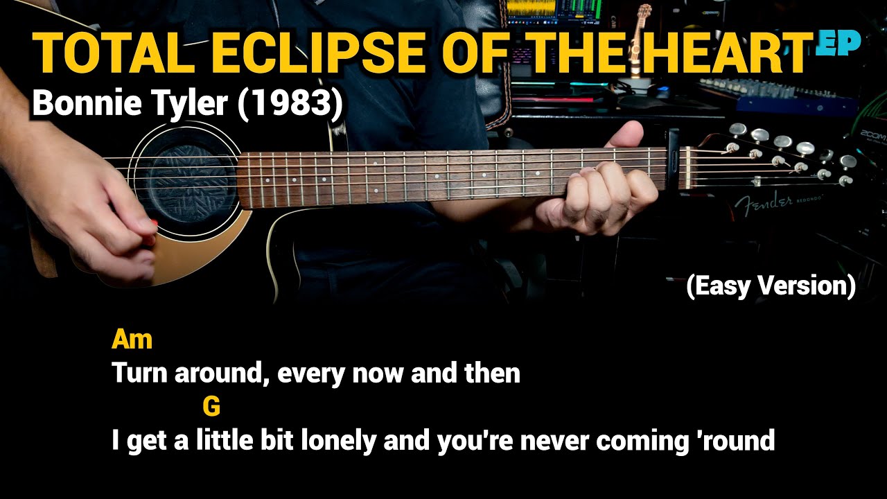Total Eclipse of the Heart - Bonnie Tyler (Easy Guitar Chords Tutorial with Lyrics)