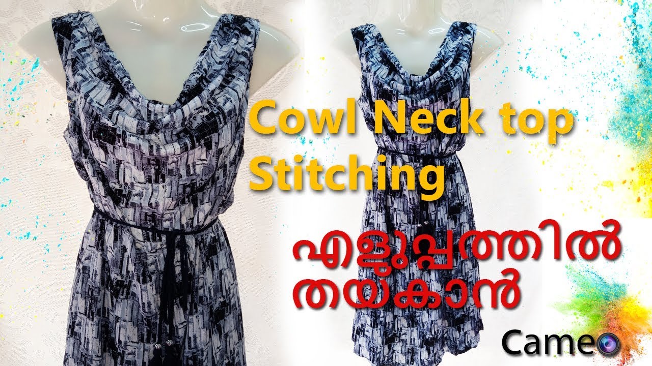 Cowl Neck top |Western kurthi |A cut top with cowl neck ,Malayalam