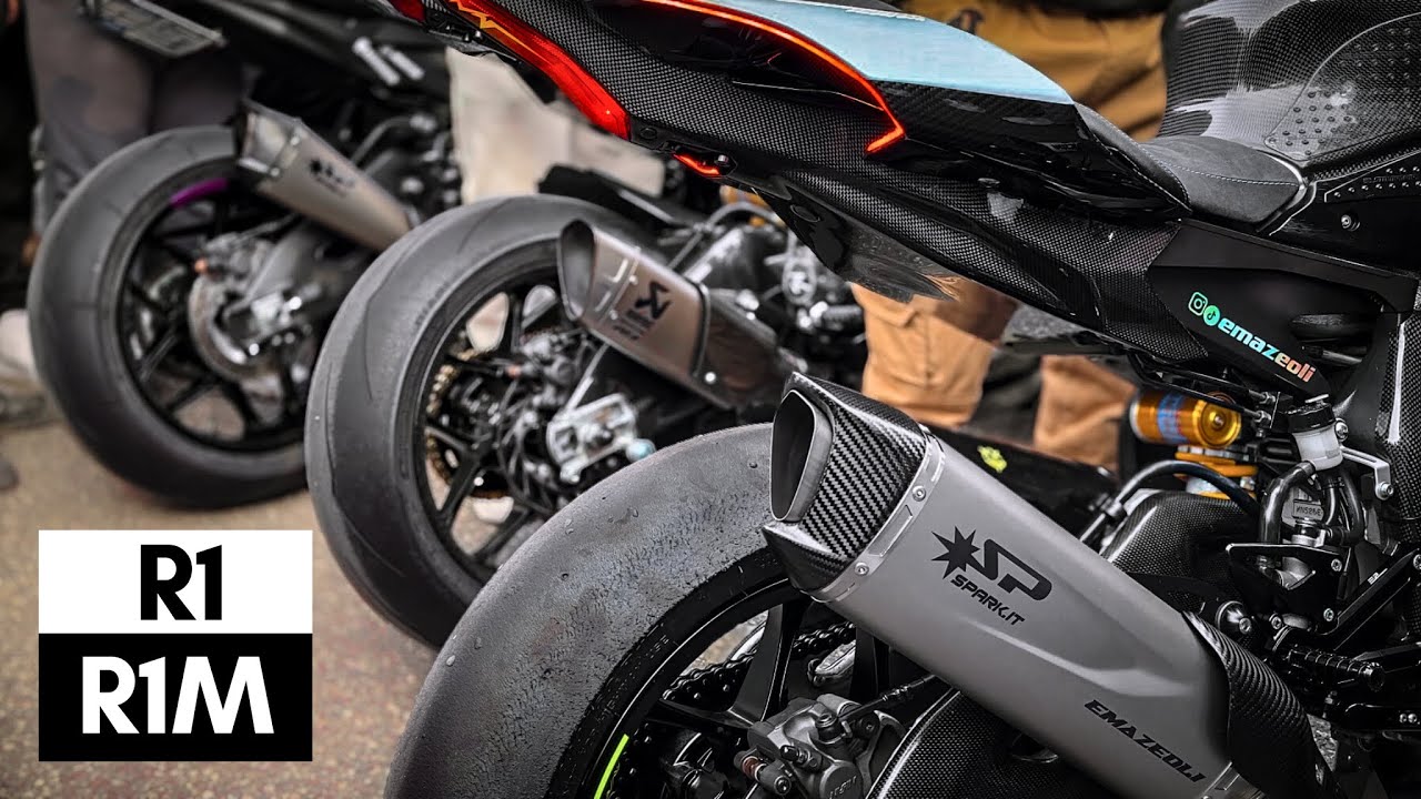 Yamaha R1 & Yamaha R1M Exhaust Sound | Spark & Akrapovic Exhaust | 4K