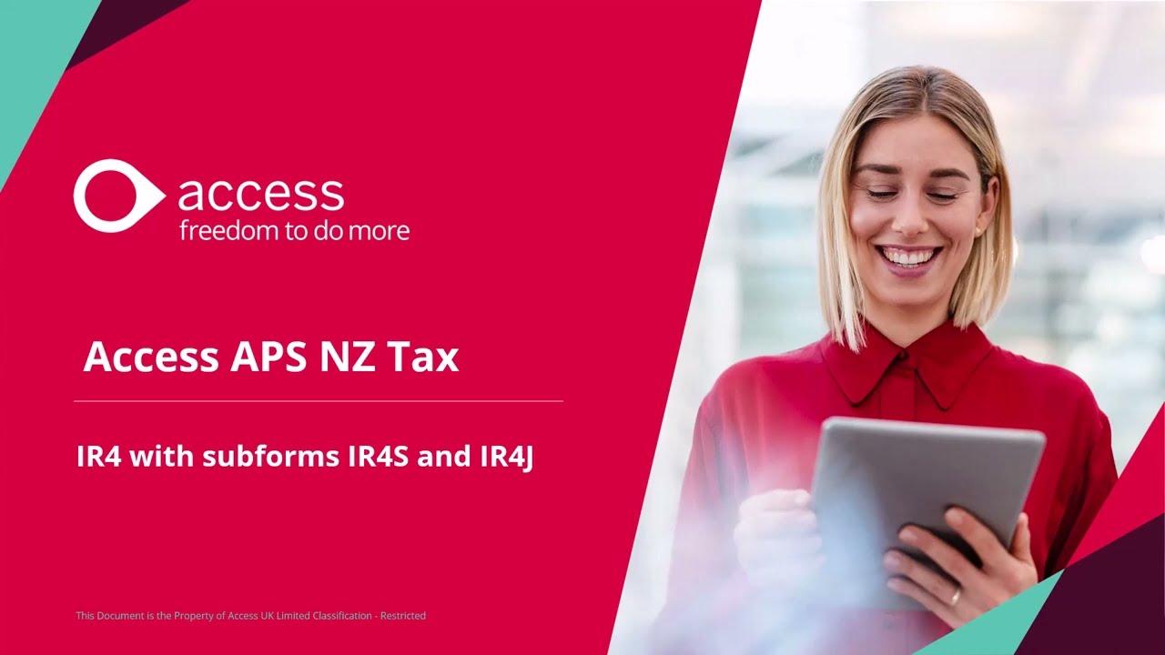 Access APS NZ Tax - IR4 with subforms IR4S and IR4J