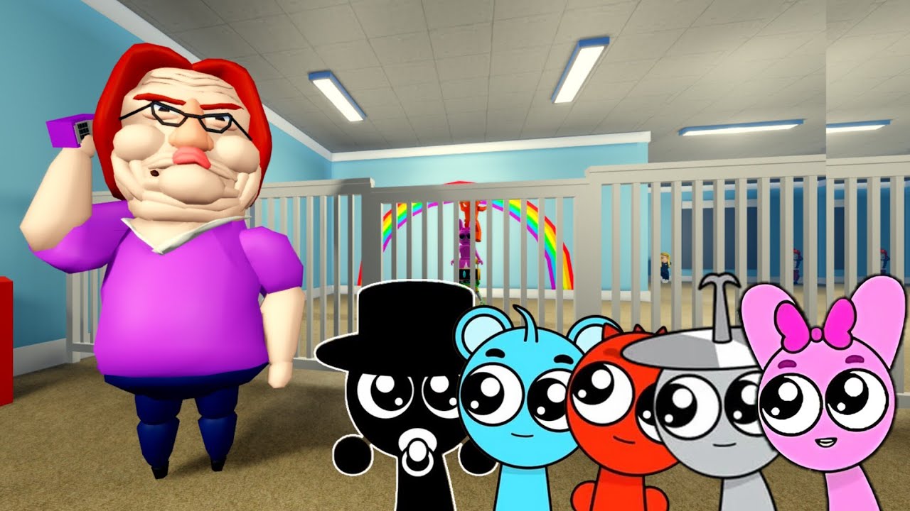 Sprunki Baby MrBlack, Sky, Raddy, Clukr & Pinki Played Betty's Nursery Obby in ROBLOX 