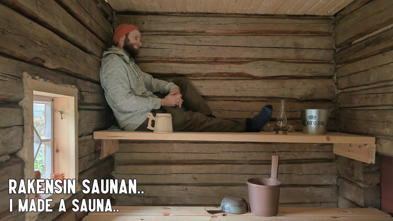 Perinteinen hirsisauna | OSA 13: Hirsipesua, muurausta ja nikkarointia..