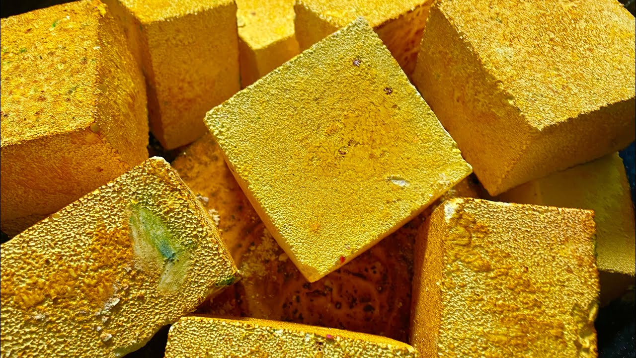 12 Thick Yellow Gym Chalk Blocks & 2 Large Yellow Gym Chalk Pies