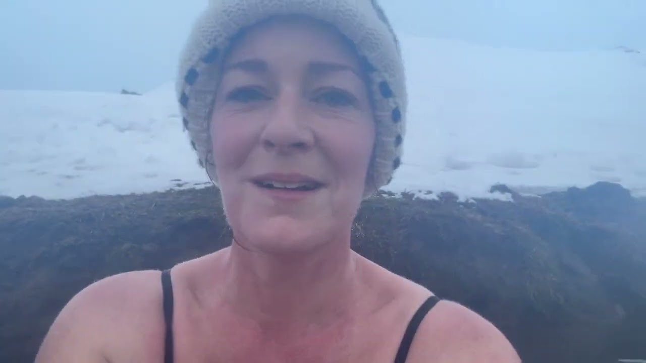 Iceland Trek in the snow to Reykjadalur Hot Spring Thermal River