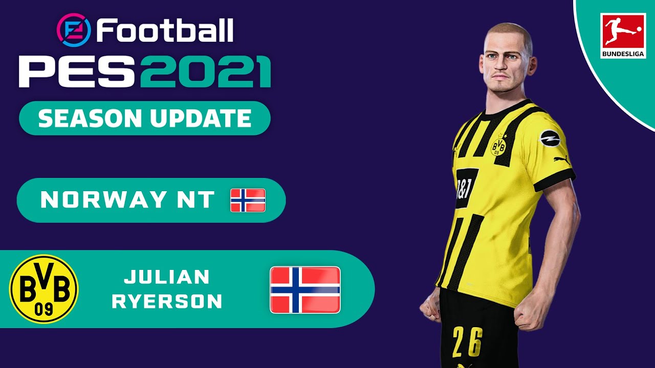 J. RYERSON face+stats (Borussia Dortmund / Norway NT) How to create in PES 2021