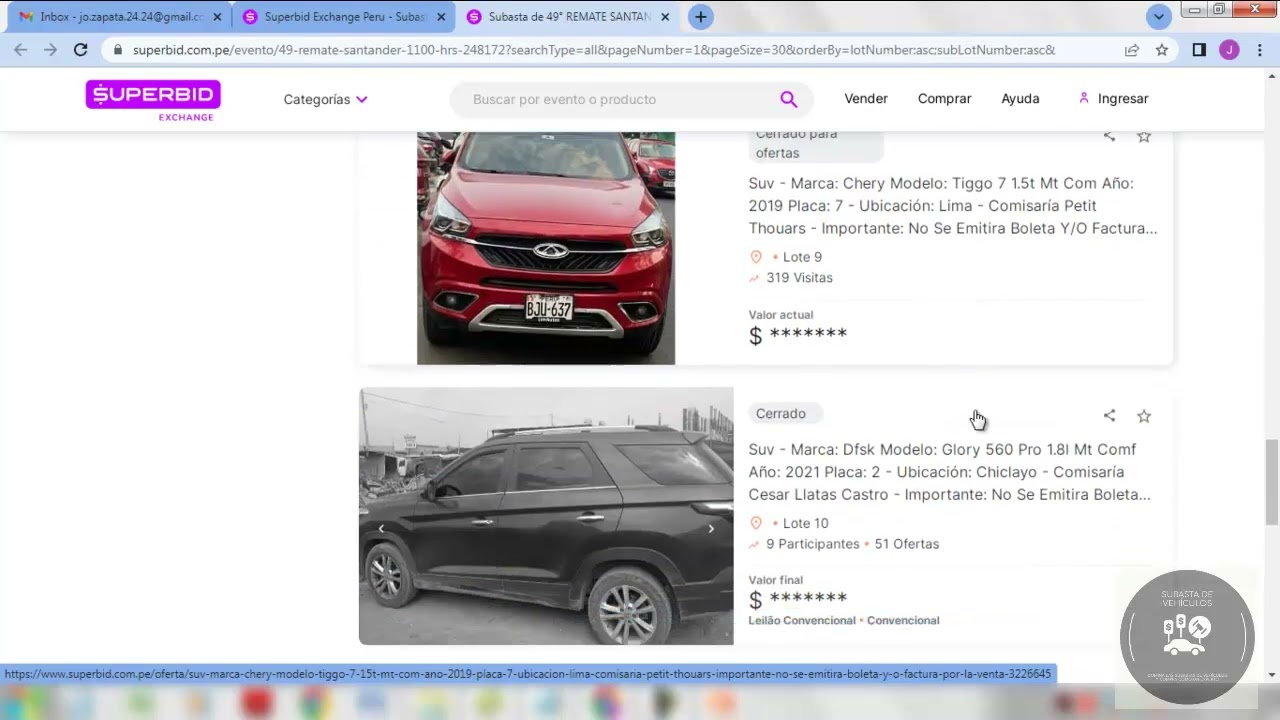 Filtrado de vehículos antes de inicio de subasta y descarte de carros que no se deben comprar