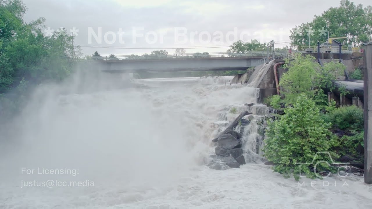 7-10-2023 Greenwich NY Drone Footage of Battenkill River High Levels after Historic Rainfall