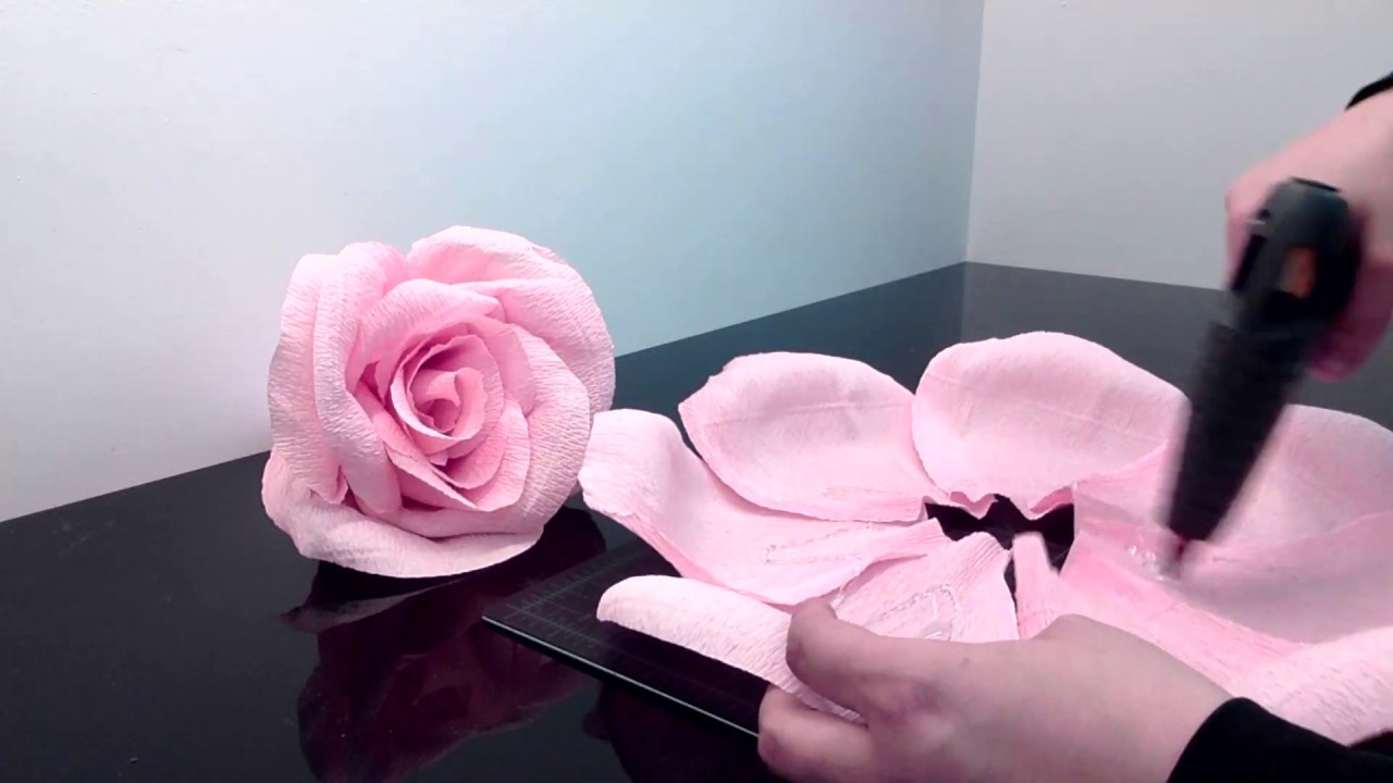 Diy Rose Tutorial (Large Size Paper Rose)from crepe paper. Diy Rose Tutorial. Paper flower Backdrop