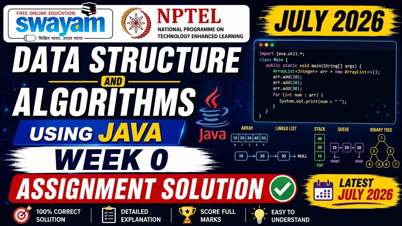 Data Structure and Algorithms using Java Week 0 Assignment Answers 2026 | NPTEL July 2026