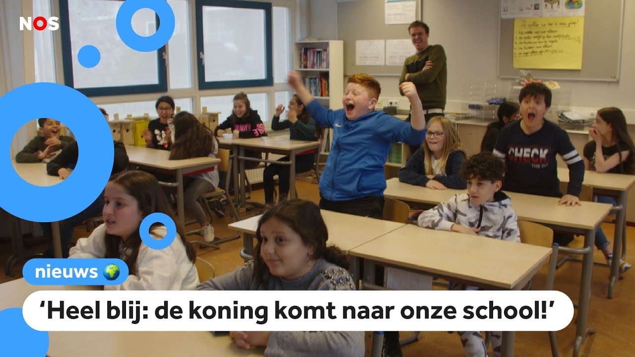 Juichende kinderen op de school waar Koningsspelen worden geopend
