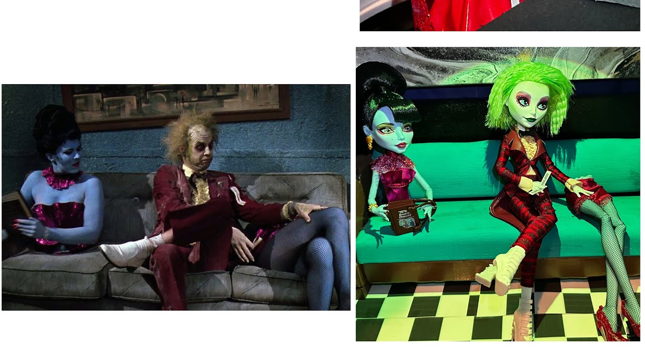 My Monster High Beetlejuice/Tim Burton dollhouse! With the magicians assistant, and miss Argentina.