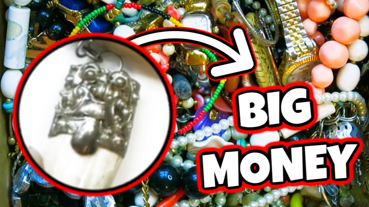 The BEST Goodwill Blue Box Jewelry Unboxing SO FAR! Jewelry Jar Haul to Resell on Ebay