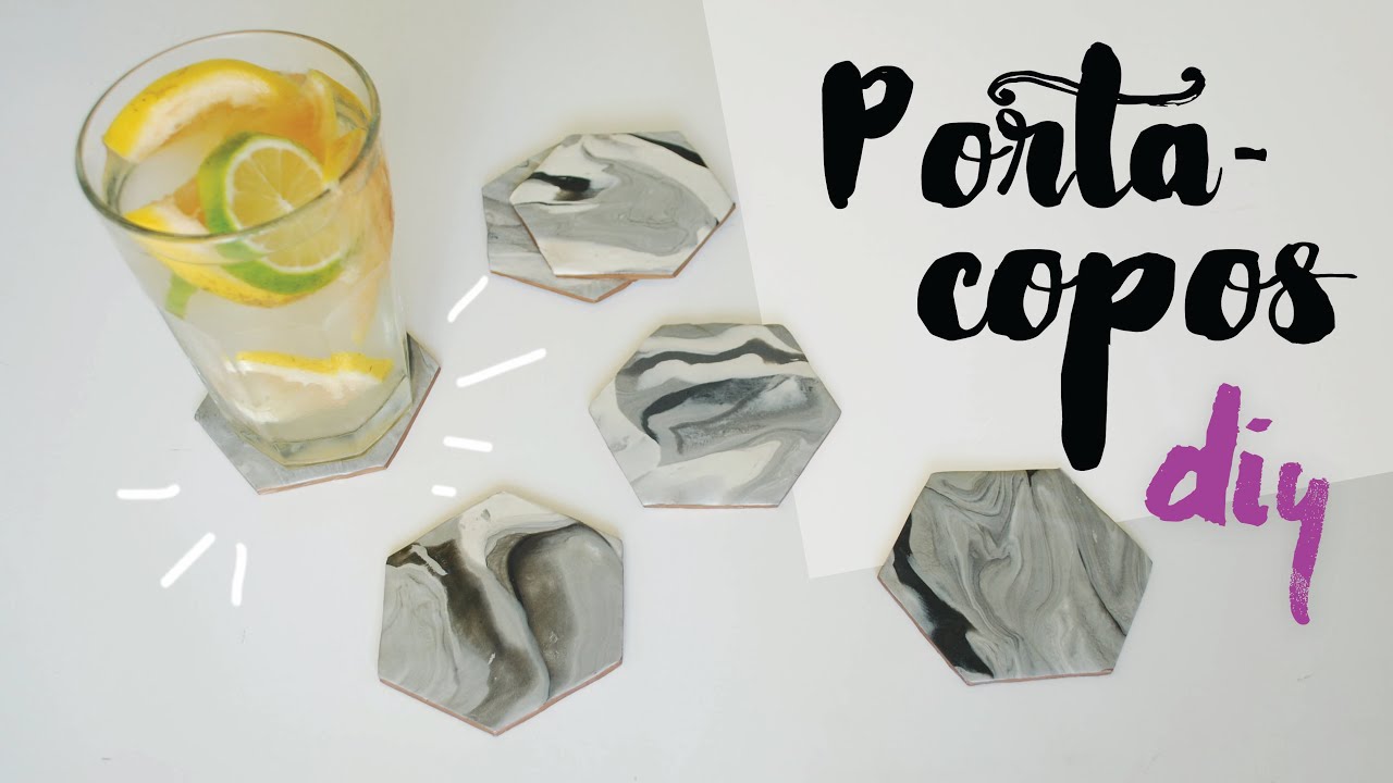 DIY: Porta-copos Geométricos estilo Mármore por Isabelle Verona