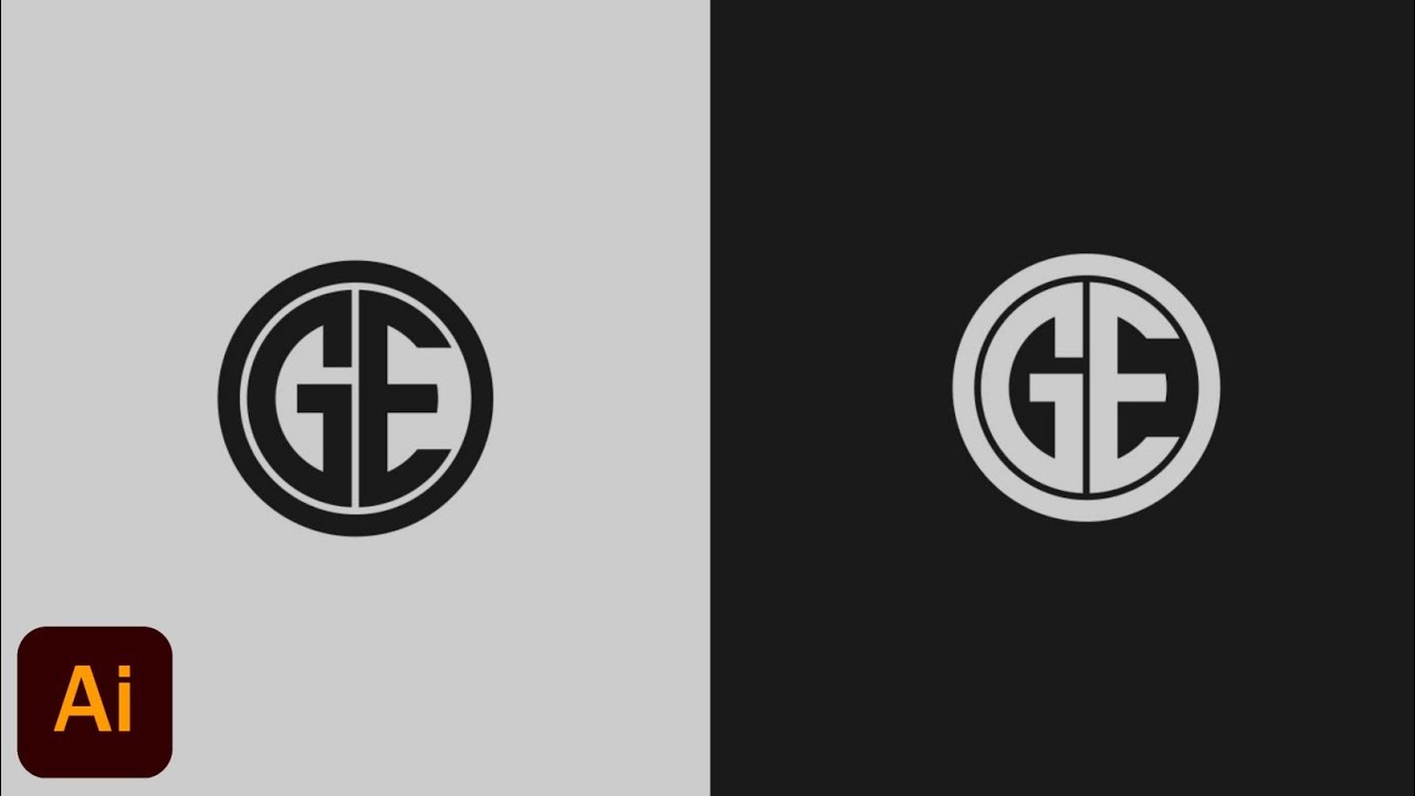 Tutorial membuat logo huruf G + E di Adobe Illustrator. Model Lingkaran - Part. 1