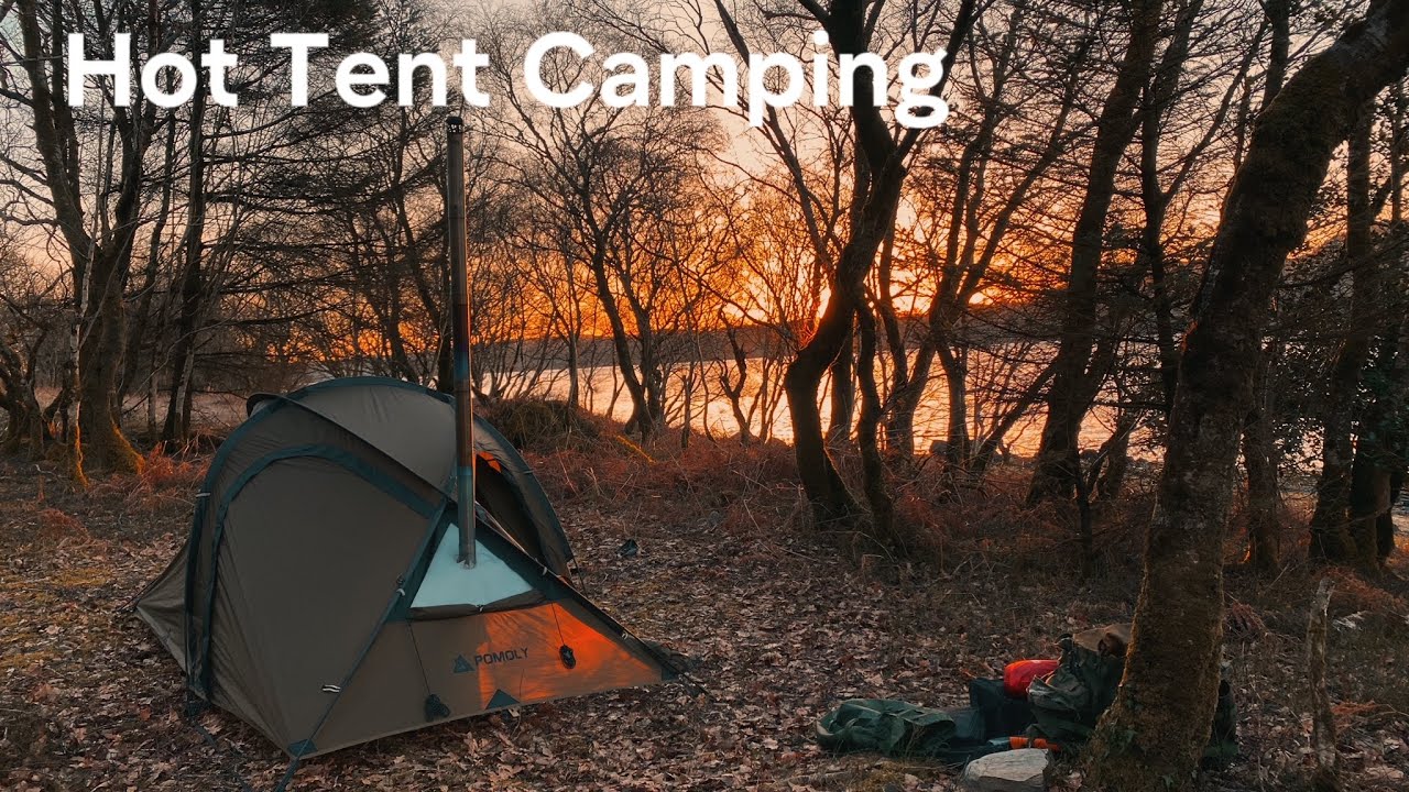Hot Tent Camping, Scotland.  Pomoly Leo 2  tent and Traveller 3 stove