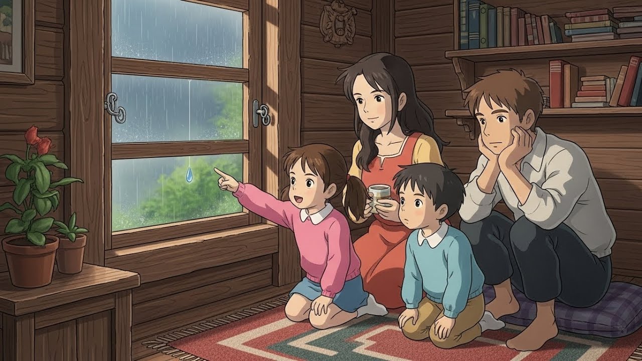 Un día lluvioso en nuestra pequeña casa.. Momentos acogedores juntos | Vídeo al estilo Ghibli