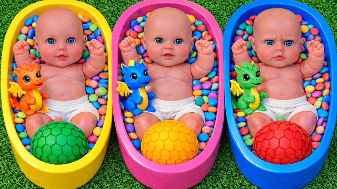4 Minutes of Satisfying 3 Bathtubs with M&M's Candy & Slime Cutting Video