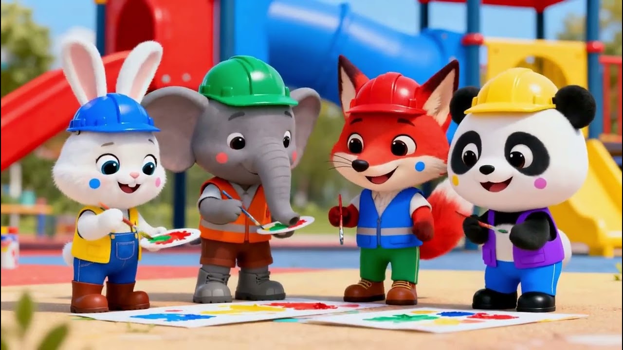 Busy Construction Animals 🛠️ | Build a Playground Song for Kids | 3-Min Cartoon & Music | LittleLoop