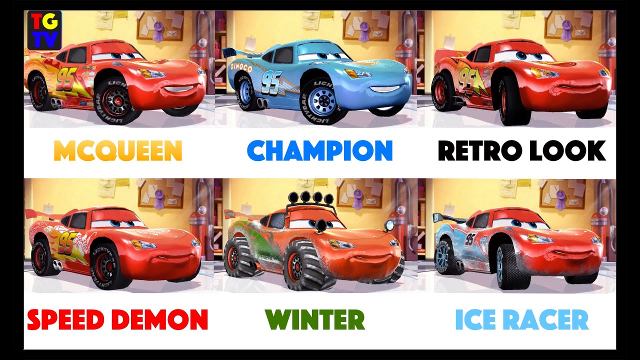 Cars Lightning McQueen - Fast as Lightning - All 6 Paint Jobs