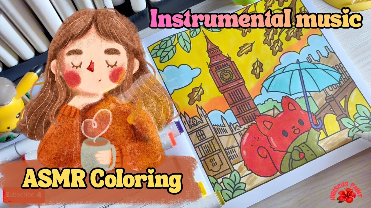 ASMR Coloring Big Ben 🍁 | Cozy Autumn Instrumental Music 🎨✨