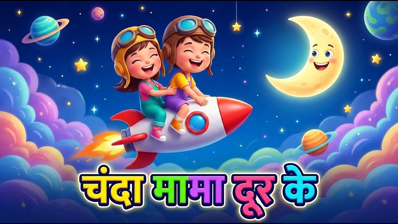 🌙 चंदा मामा दूर के | Chanda Mama Door Ke | Fun Hindi Kids Song 🎶✨