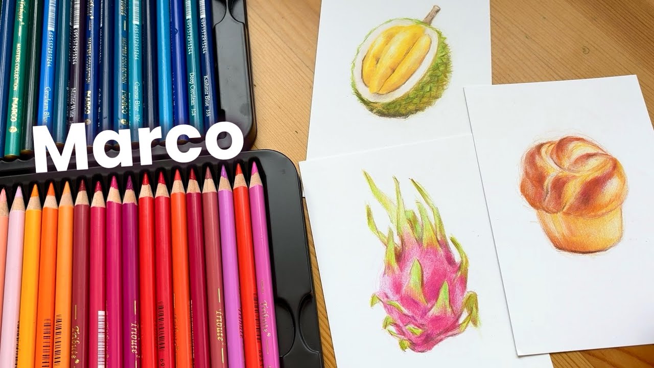 Marco Tribute Masters Colour Pencils Swatching and Drawing