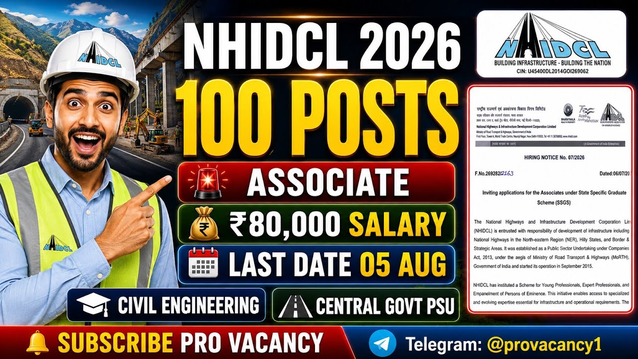 NHIDCL Recruitment 2026 🔥  NHIDCL 100 Associate | Civil Engineering Jobs  #BTechJobs #LatestGovtJobs