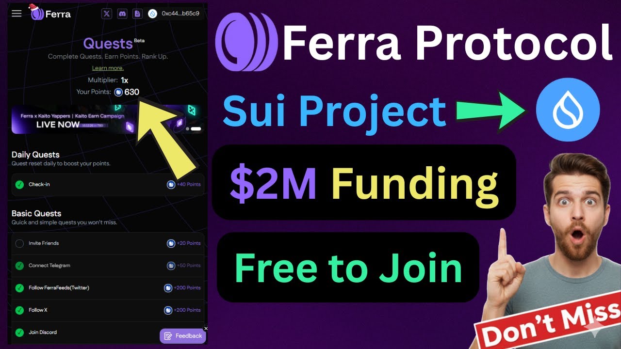 Ferra Airdrop Guide | $2M Funding & Free to Join | Sui Project Airdrop