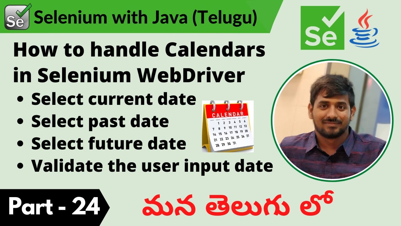 P24 - How to handle Calendars using Selenium WebDriver | Selenium | Java |