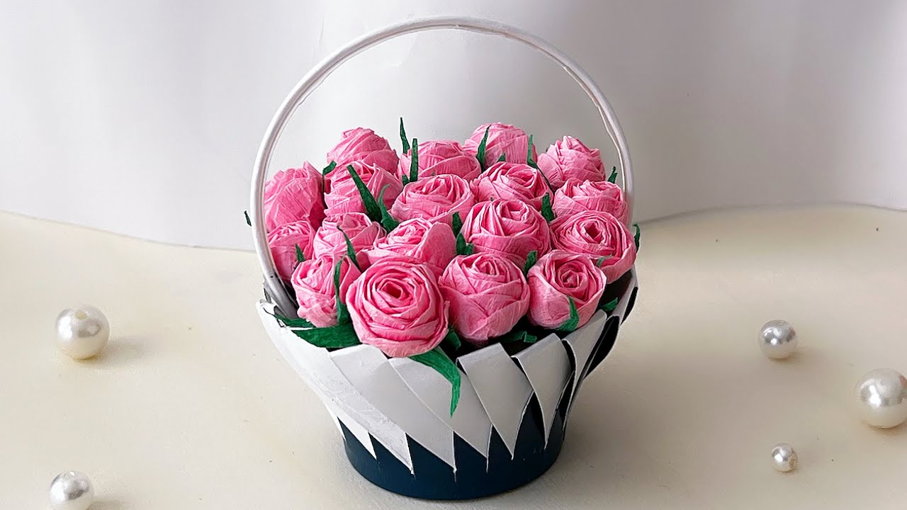 How To Make Paper Flower Basket |  How to Make a Basket From Paper Cup | DIY Flower Basket