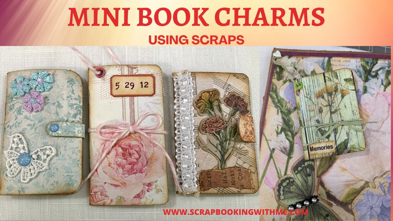 MINI BOOK CHARMS FOR JOURNALS ~ USING SCRAPS