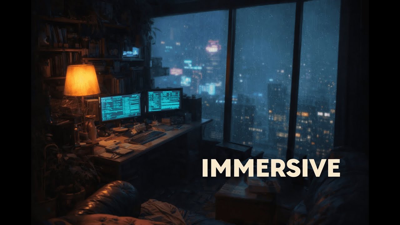 Immersive Night Rain for Focus 🌧️ Indoor City Rain (No Music)