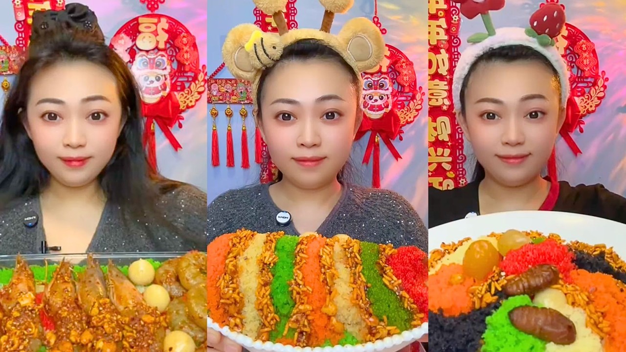 Extreme Colorful Snack ASMR Mukbang | Spicy Crunchy Egg Mix & Chinese Eating Sounds #425