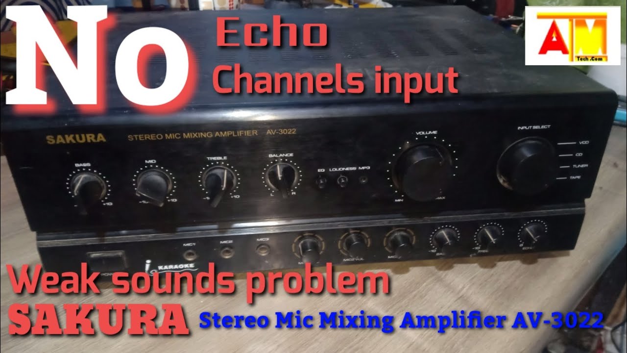 SAKURA stereo Mic mixing amplifier AV-3022, Echo, Input, and sounds problem.